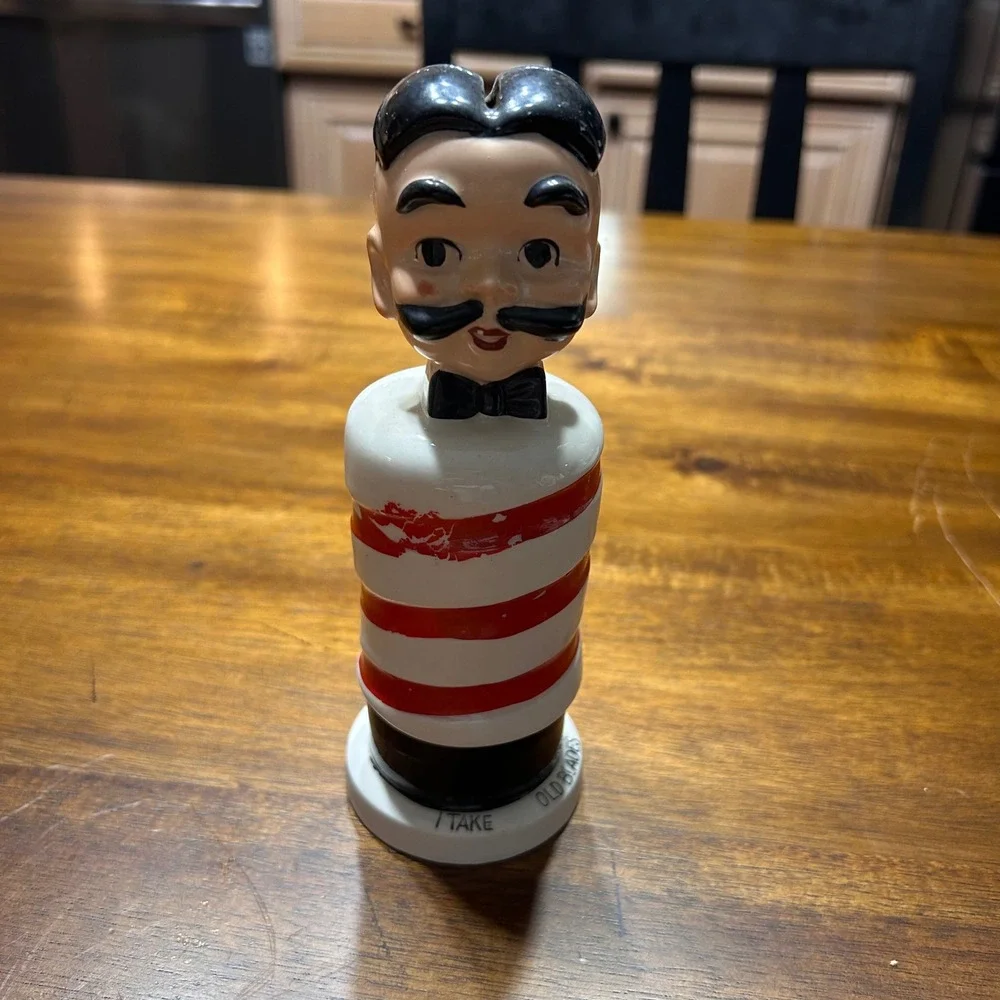 Vintage Barber Pole Razor Blade Bank Ceramic Red White National Potteries Japan
